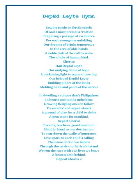 deped hymn lyrics|DepEd Leyte Hymn Lyrics .